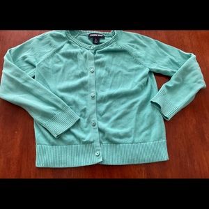 VGUC Lands End Aqua Cotton Cardigan